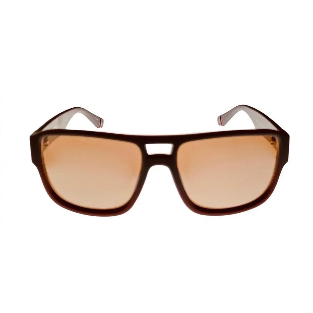 Fila Mens Matte Brown Gradient Rectangle Plastic Wrap Sunglass Flash Lens SF9344